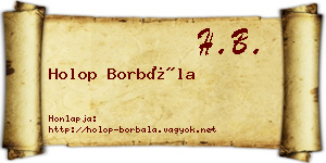 Holop Borbála névjegykártya